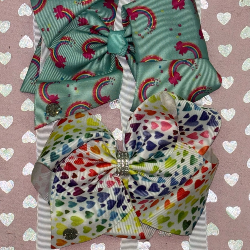 Colorful Unicorn and Heart Bow Set